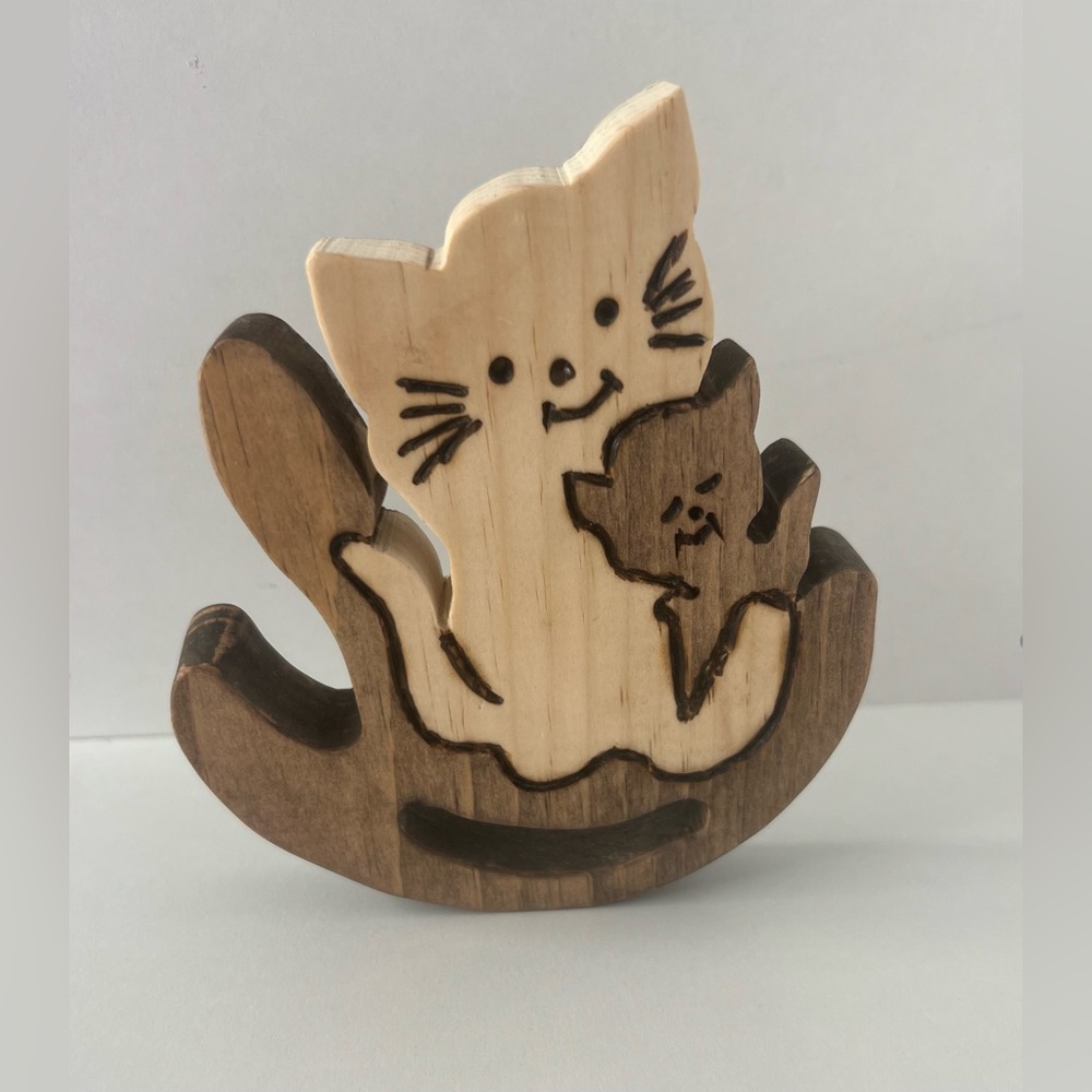 Wooden Cat Decor - 5 Inches Tall